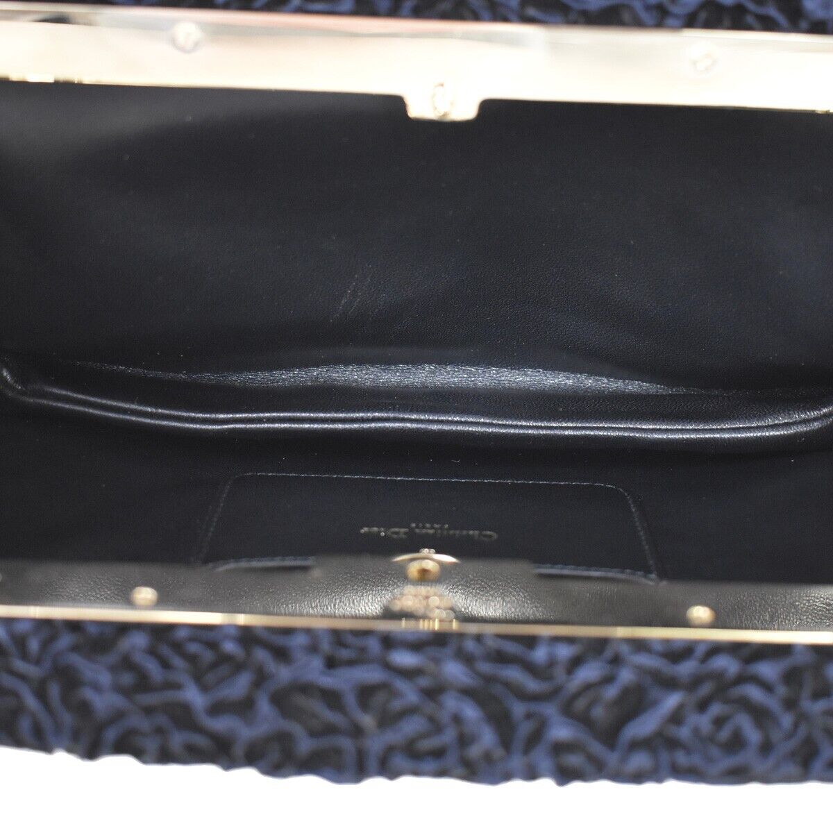 Dior Navy Velvet Clutch Bag