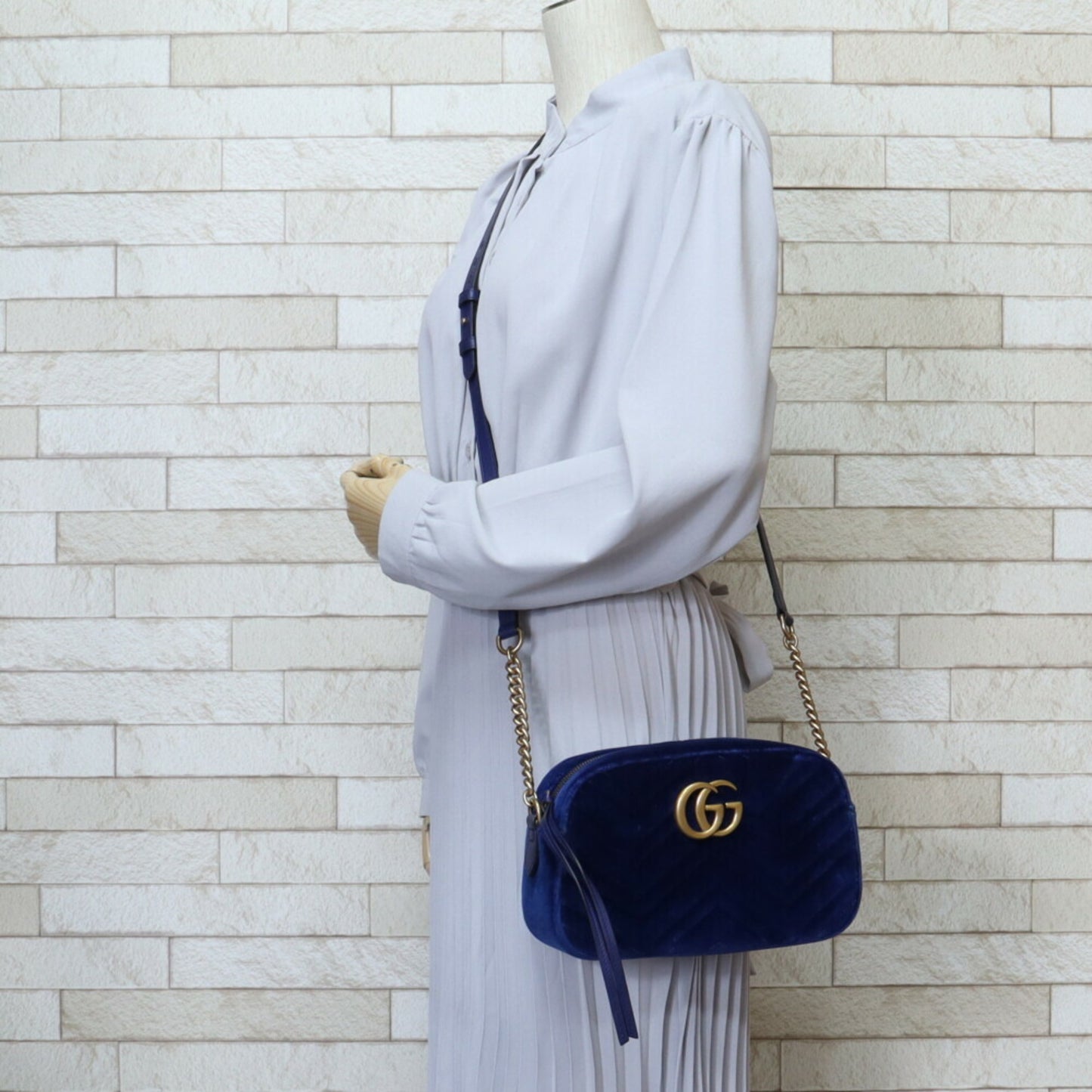 Gucci GG Marmont Blue Suede Shoulder Bag