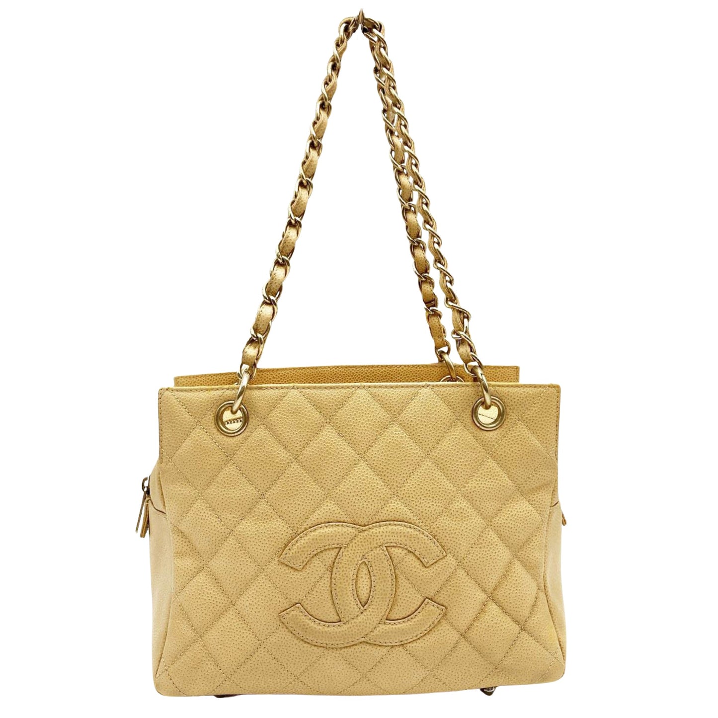 Chanel Shopping Beige Leather Shopper Bag