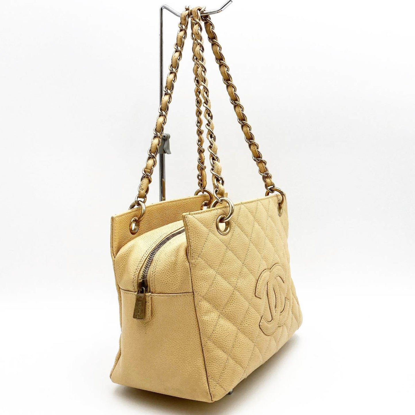 Chanel Shopping Beige Leather Shopper Bag