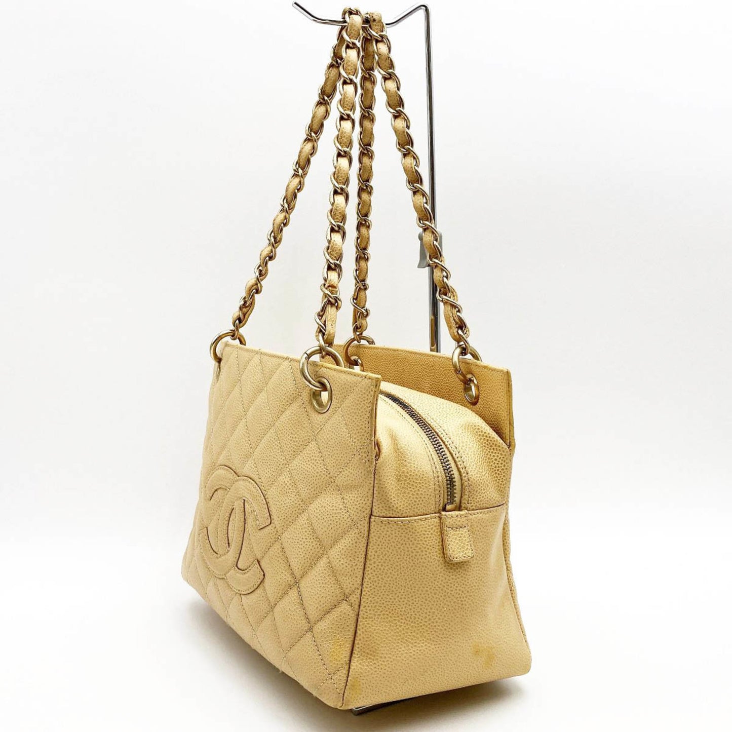 Chanel Shopping Beige Leather Shopper Bag