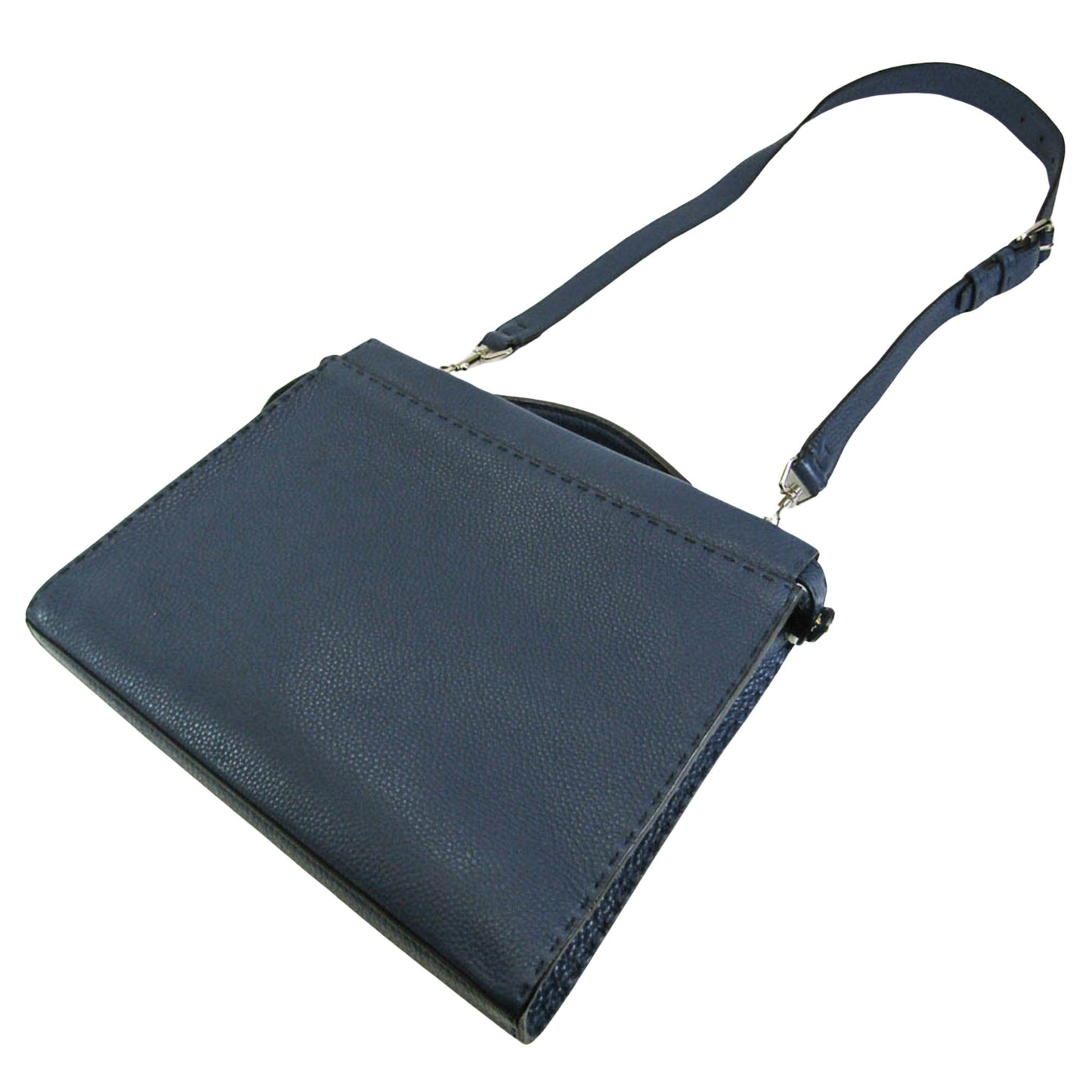 Fendi Selleria Navy Leather Shoulder Bag