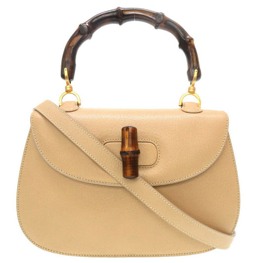 Gucci Bamboo Beige Leather Hand Bag