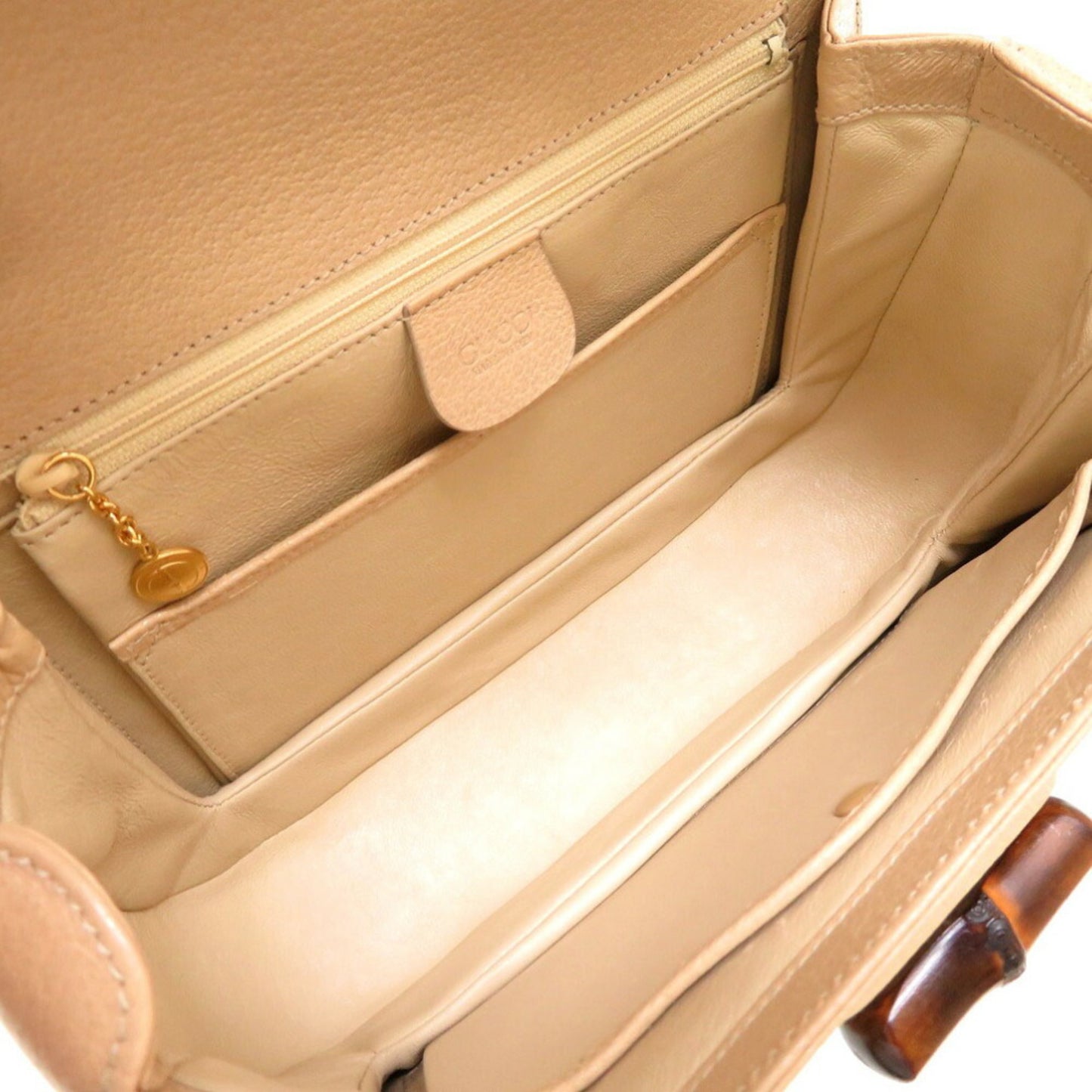 Gucci Bamboo Beige Leather Hand Bag