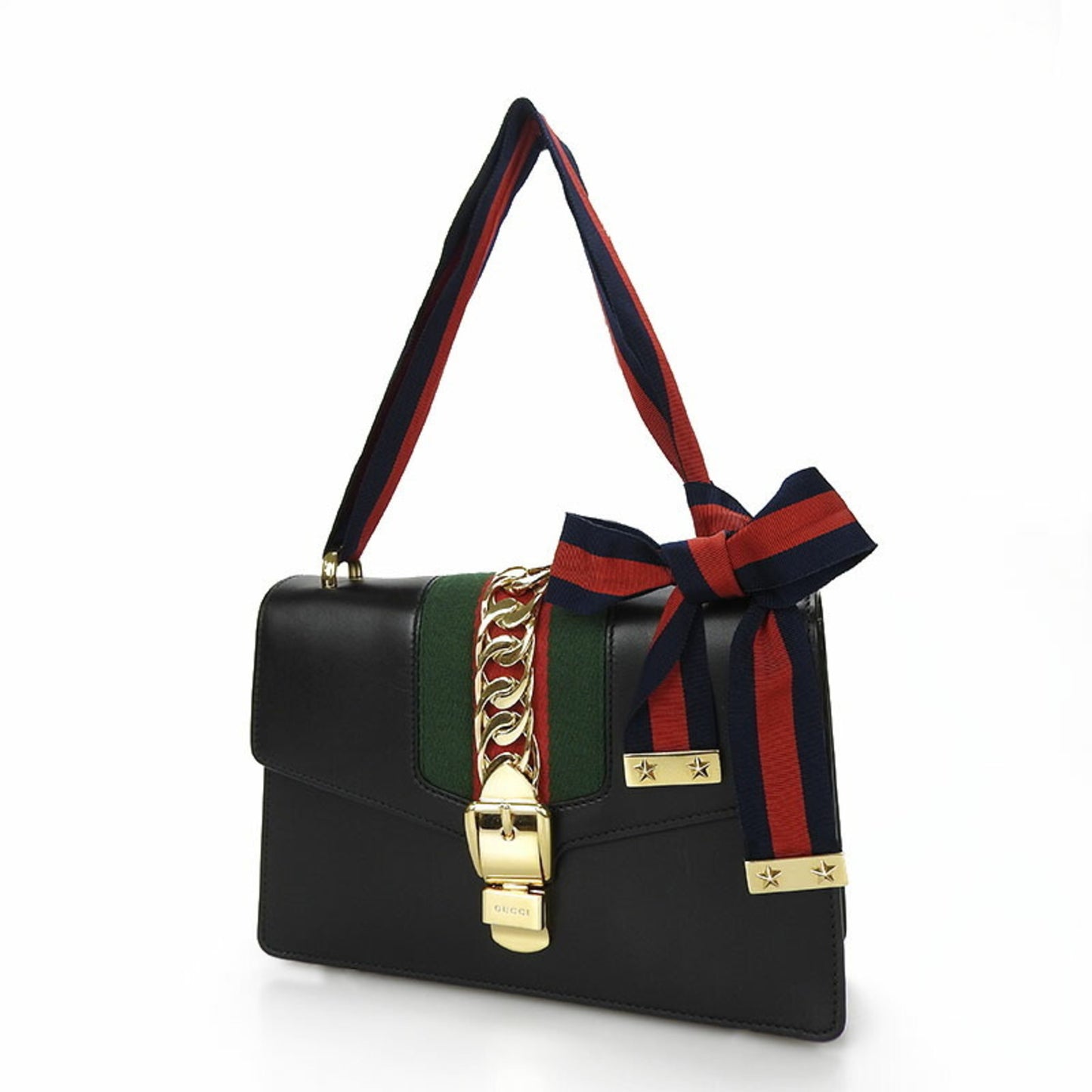 Gucci Sylvie Black Leather Shopper Bag