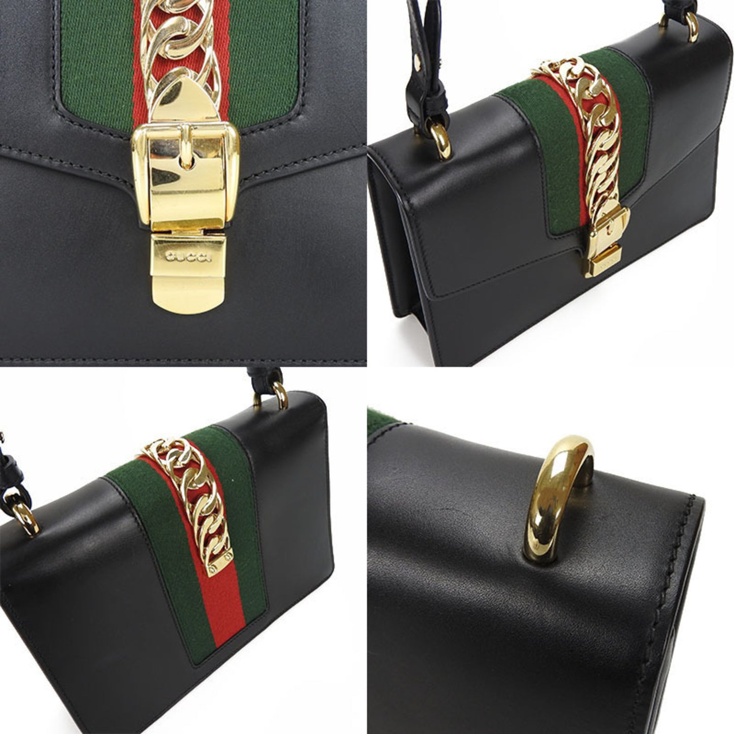 Gucci Sylvie Black Leather Shopper Bag