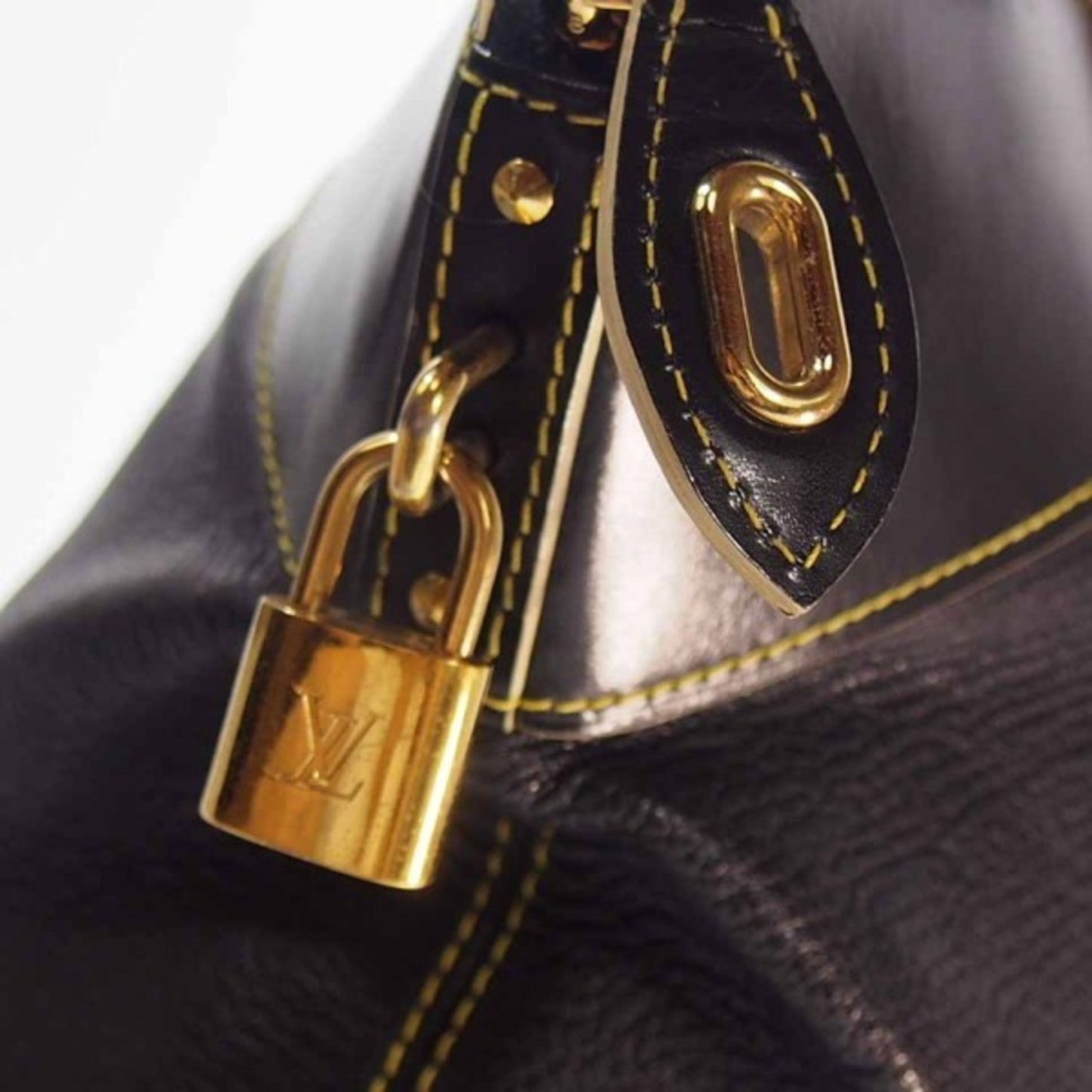 Louis Vuitton Lockit Black Leather Hand Bag