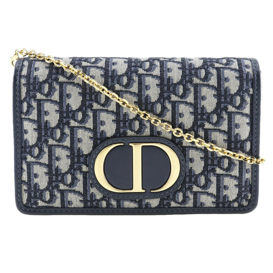 Dior 30 Montaigne Navy Canvas Shoulder Bag