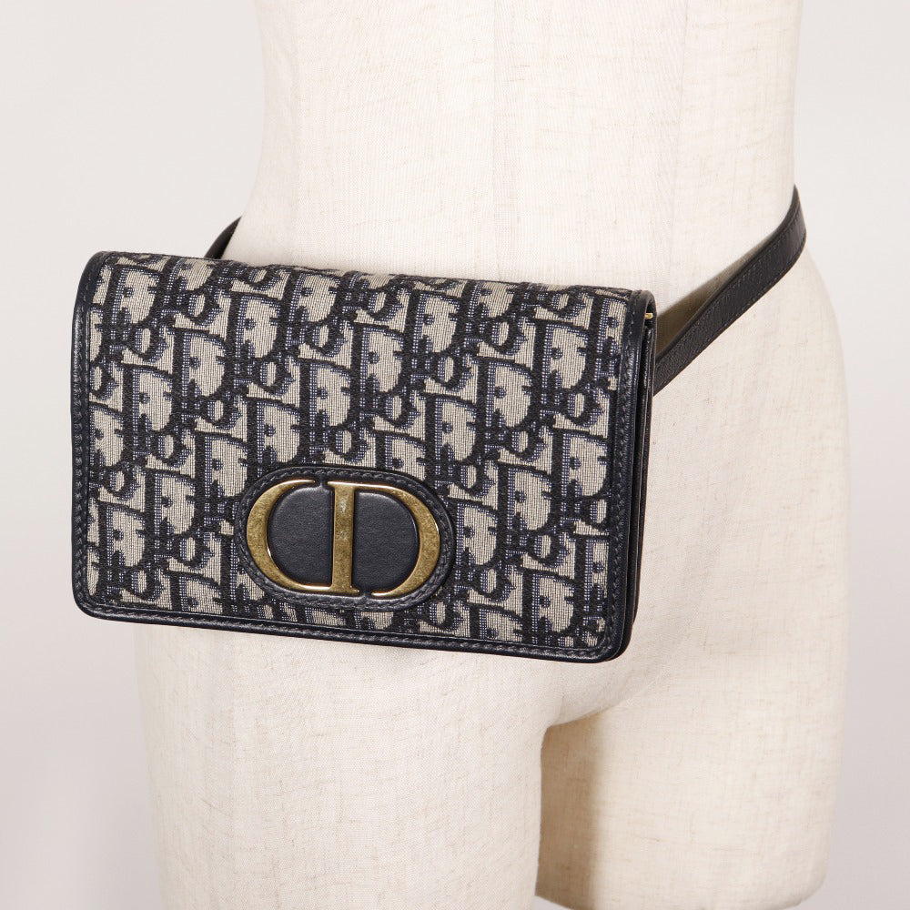 Dior 30 Montaigne Navy Canvas Shoulder Bag