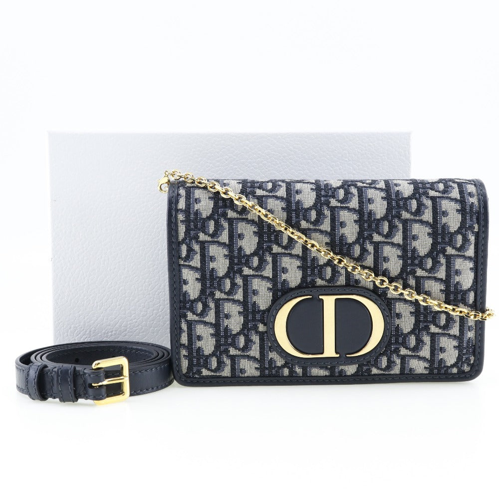 Dior 30 Montaigne Navy Canvas Shoulder Bag