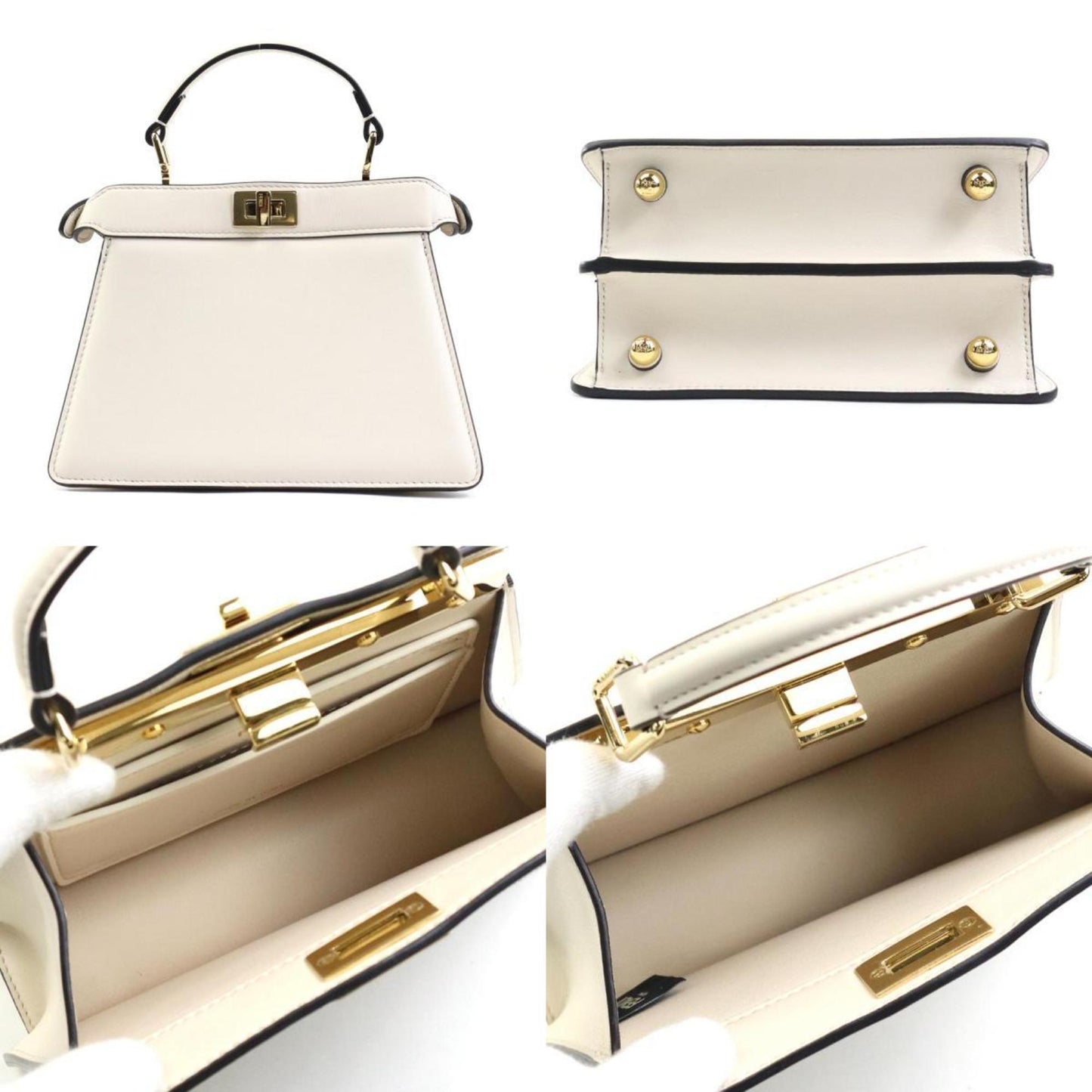 Fendi Peekaboo White Leather Hand Bag