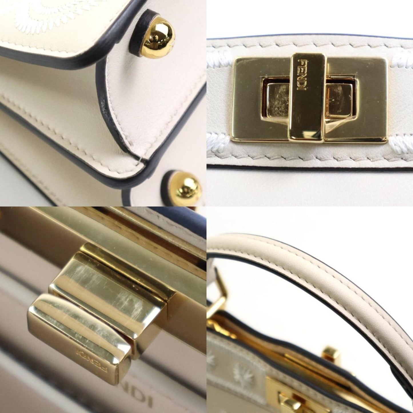 Fendi Peekaboo White Leather Hand Bag