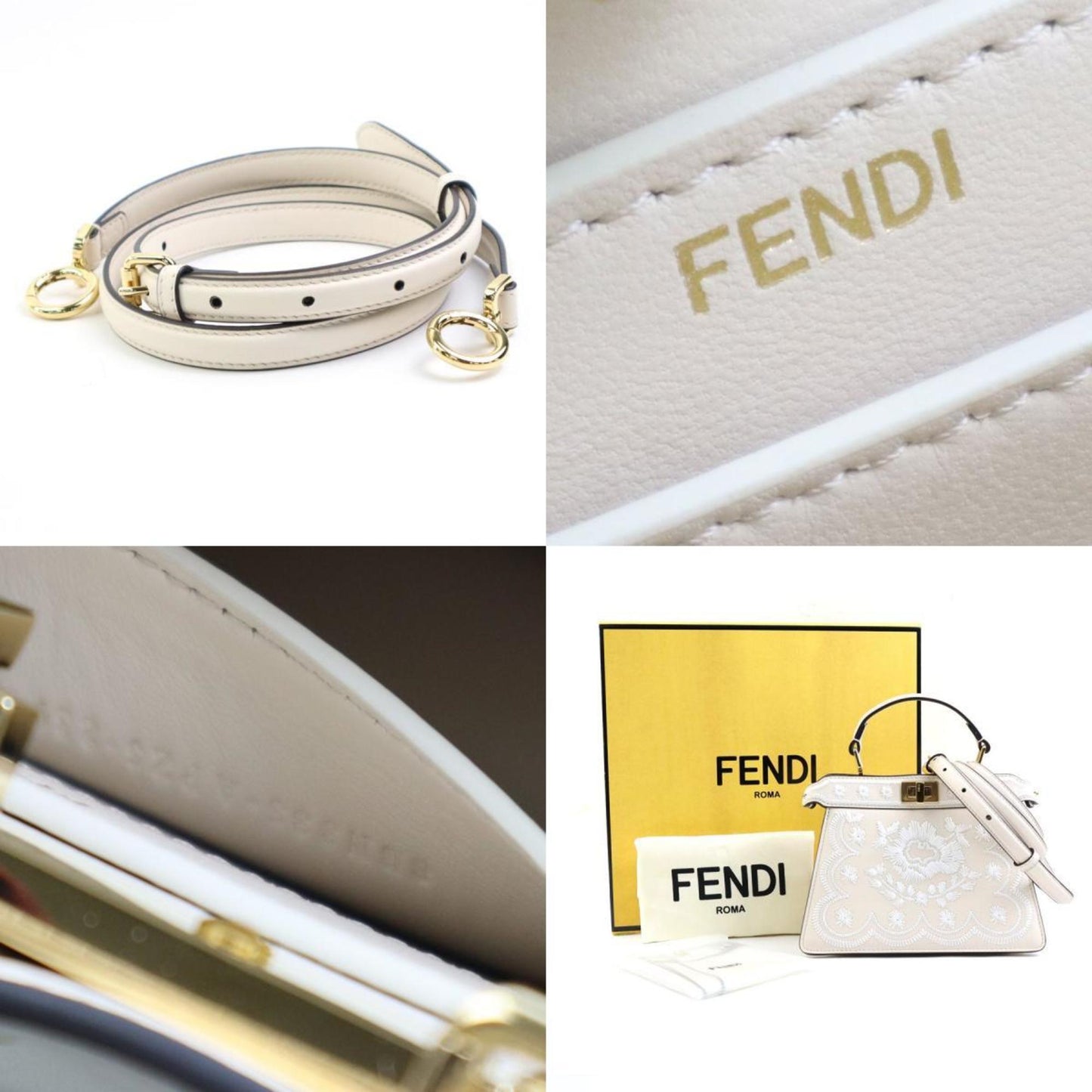 Fendi Peekaboo White Leather Hand Bag