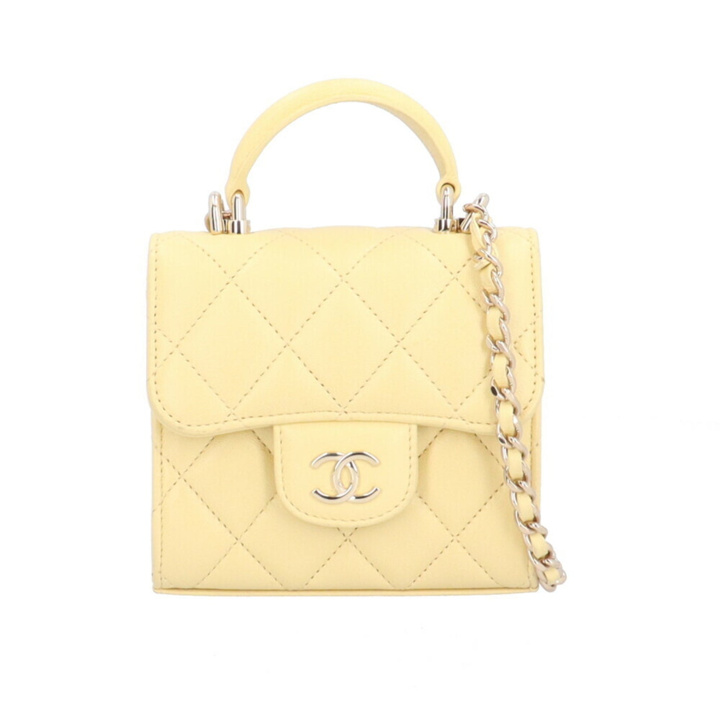 Chanel Matelassé Yellow Leather Hand Bag