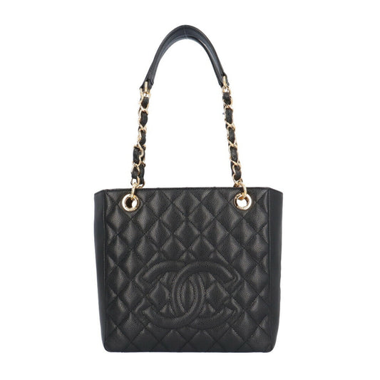 Chanel Shopping Black Leather Tote Bag