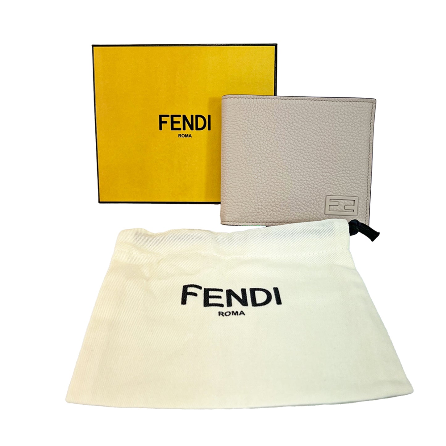 Fendi FF Beige Leather Wallet Accessories