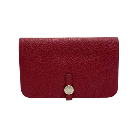 Hermès Dogon Burgundy Leather Wallet Accessories