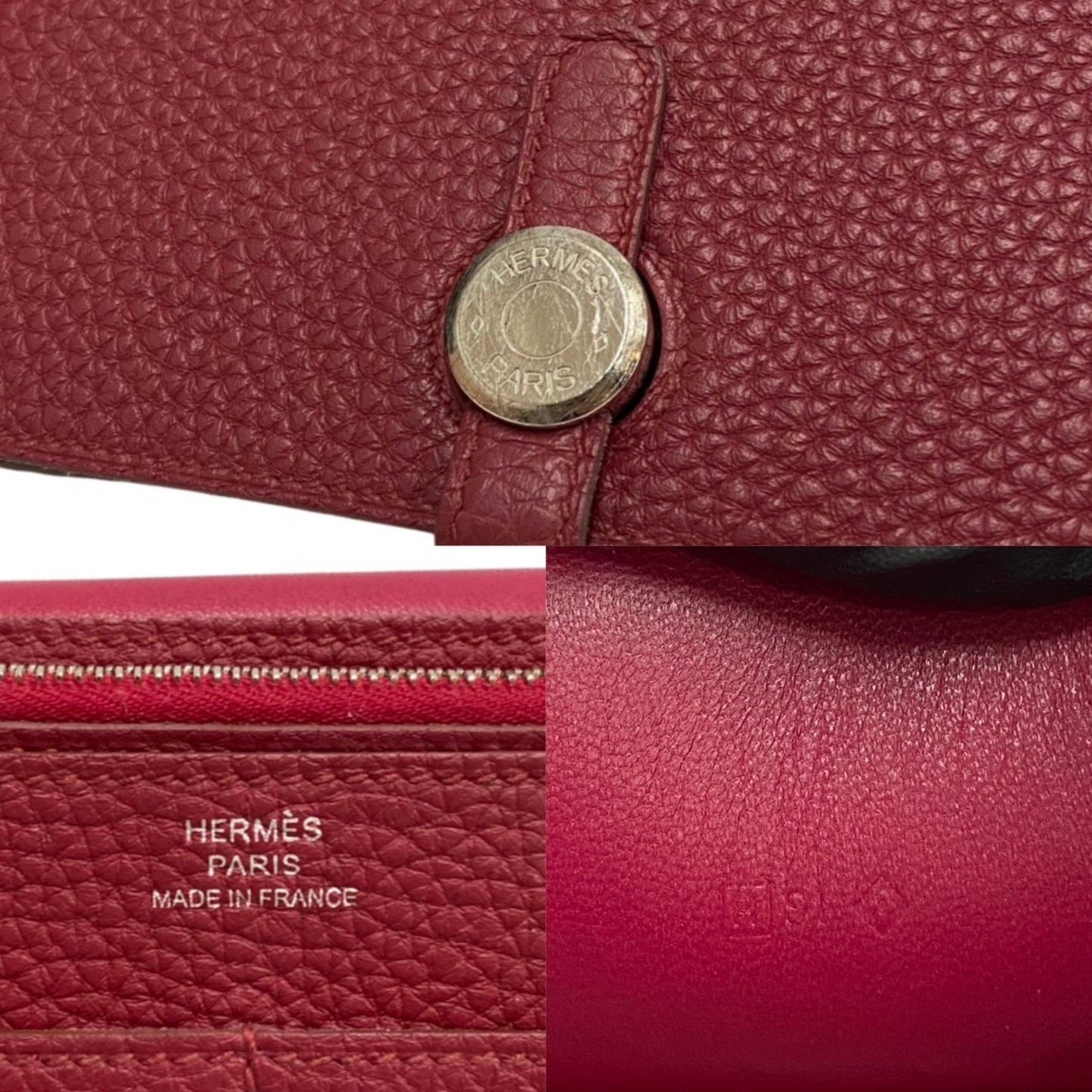 Hermès Dogon Burgundy Leather Wallet Accessories