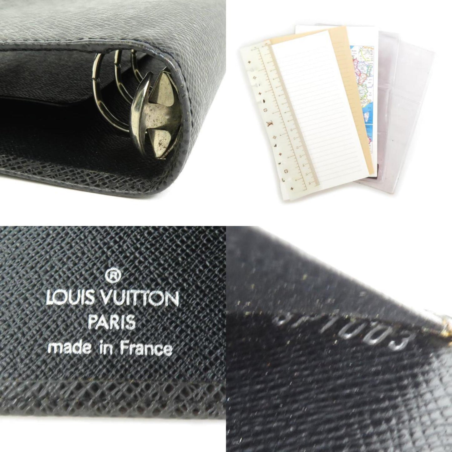 Louis Vuitton Agenda MM Black Leather Wallet Accessories