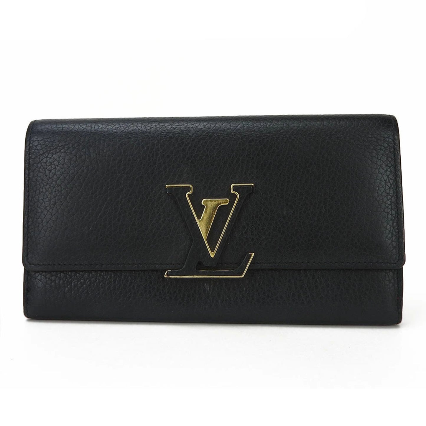 Louis Vuitton Capucines Black Leather Wallet Accessories