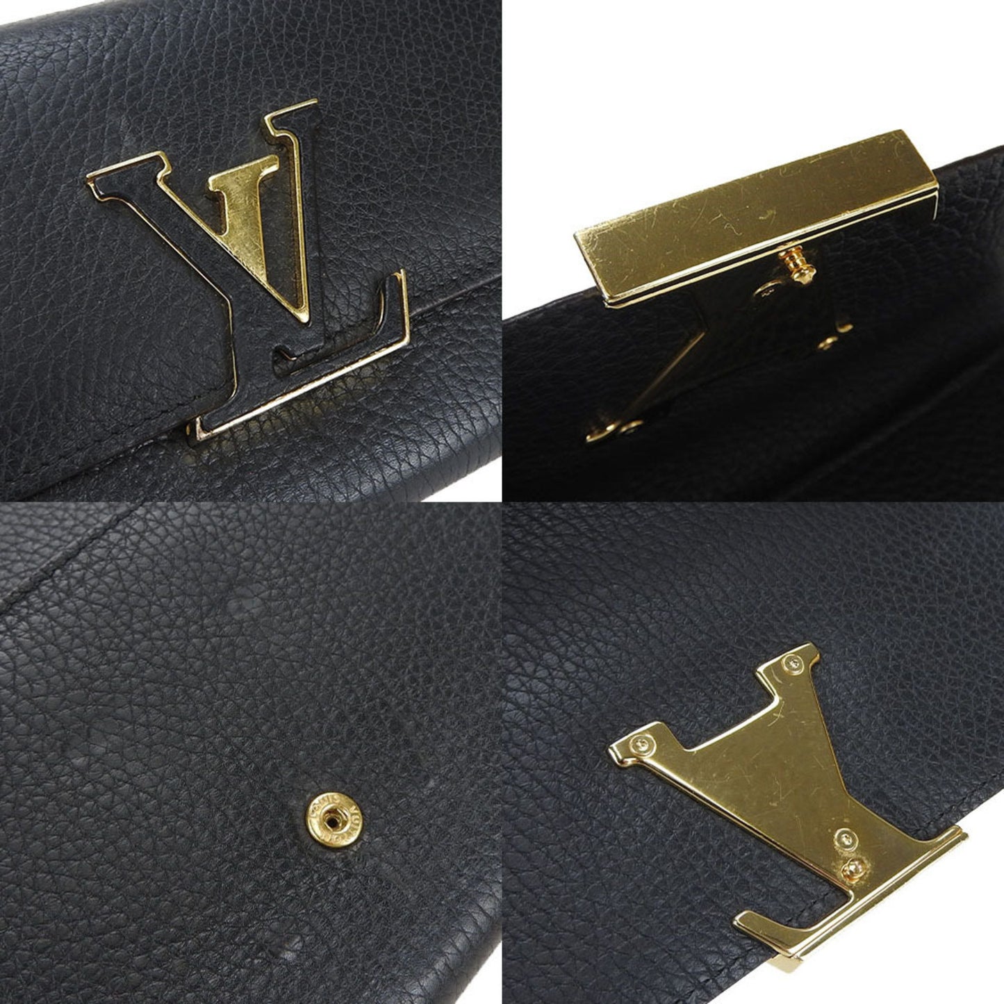 Louis Vuitton Capucines Black Leather Wallet Accessories