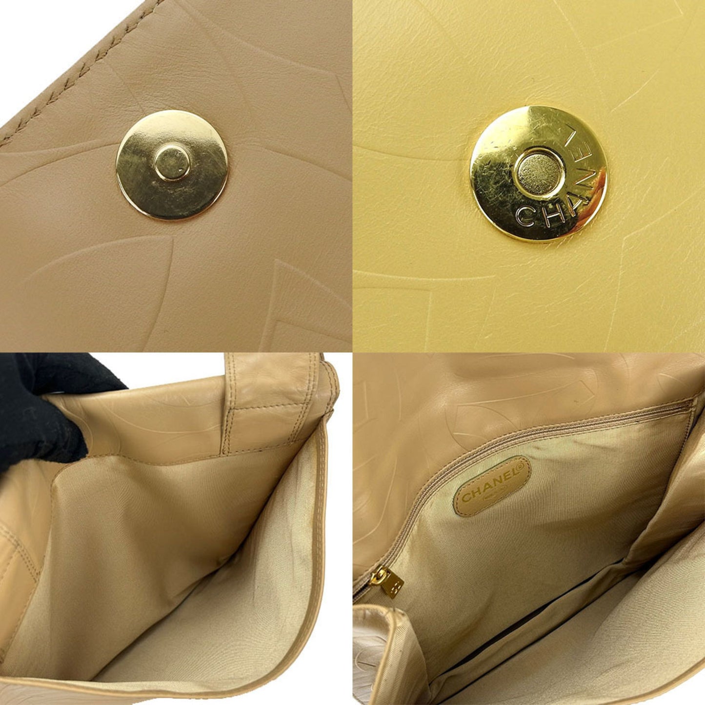 Chanel Beige Leather Shopper Bag