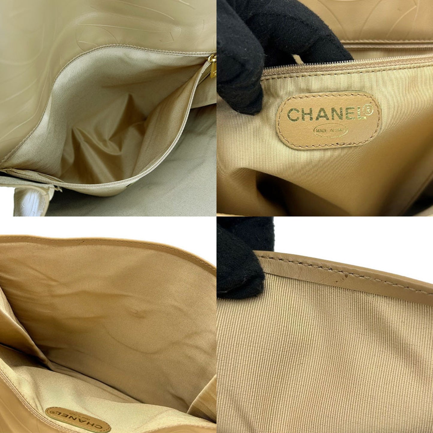 Chanel Beige Leather Shopper Bag