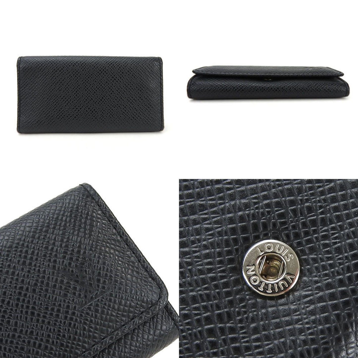 Louis Vuitton Etui pour clés 4 Black Leather Wallet Accessories