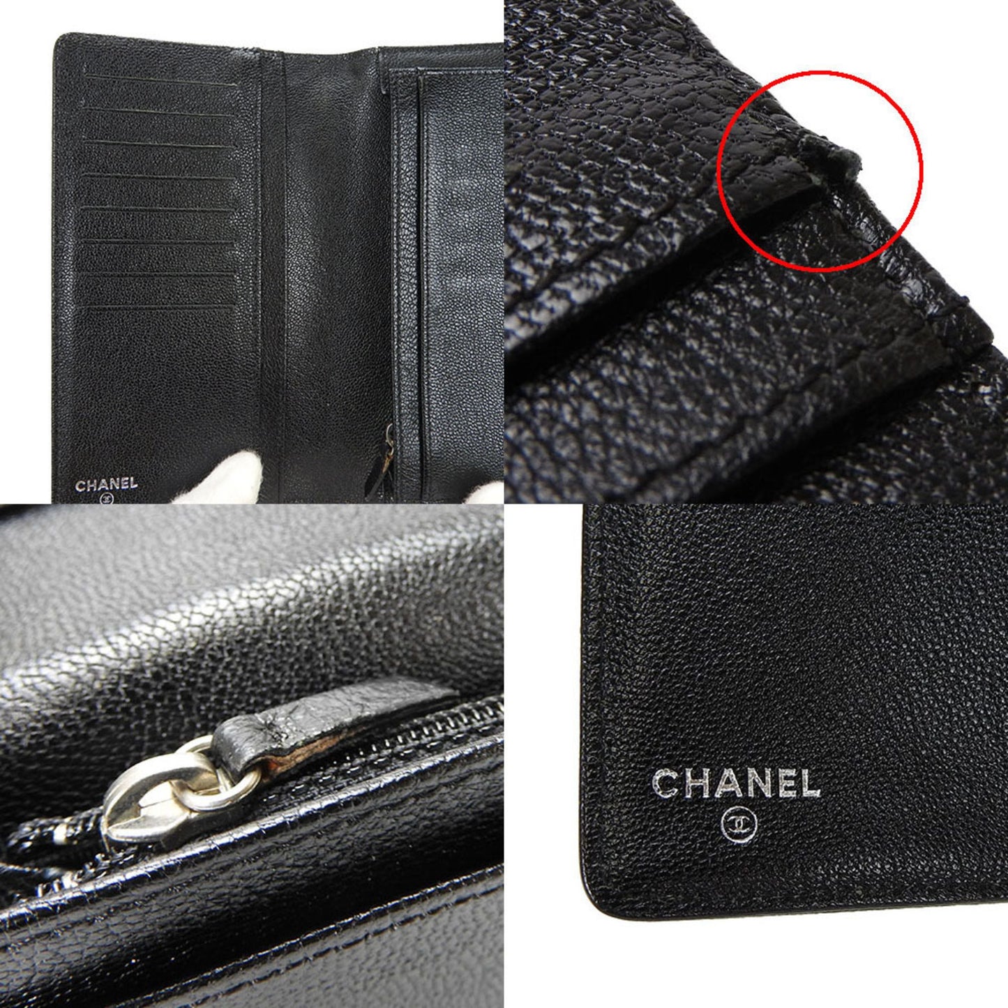 Chanel Logo CC Silver Leather Wallet Accessories