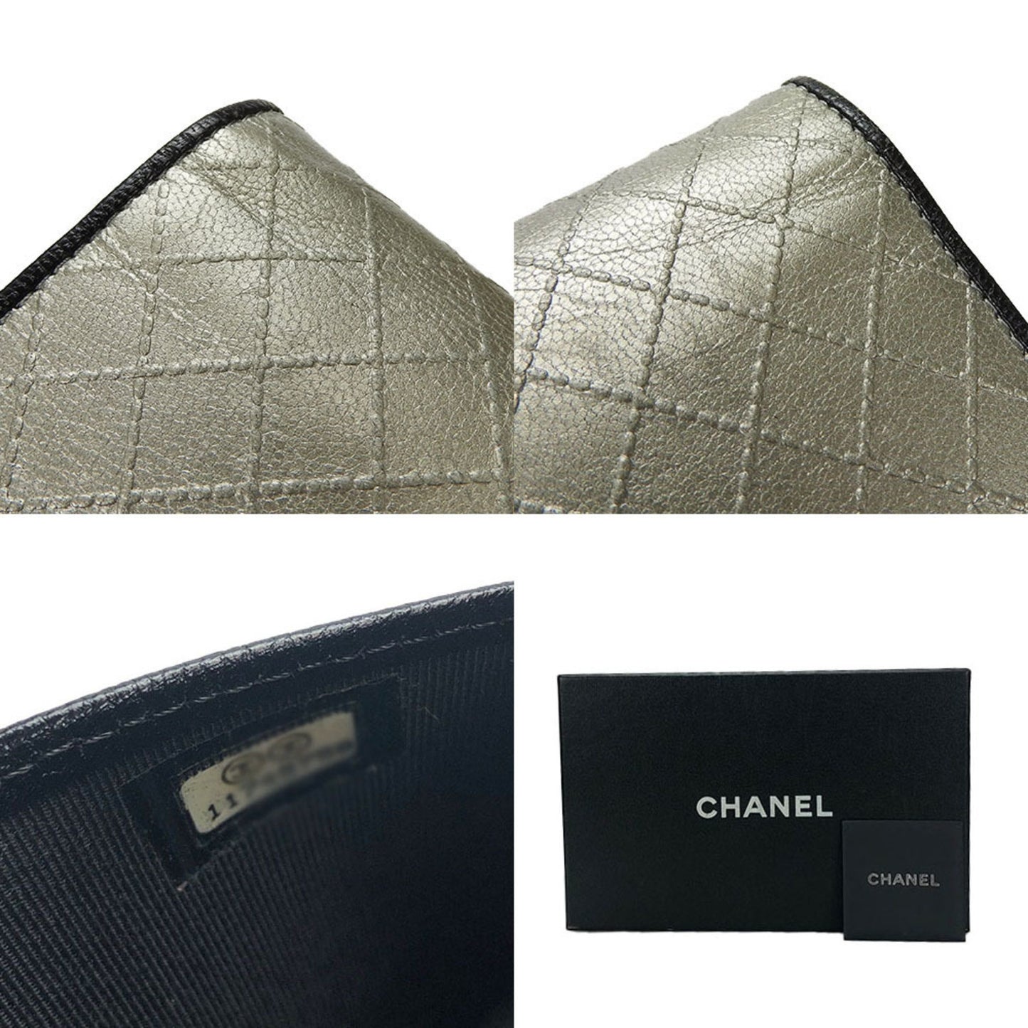 Chanel Logo CC Silver Leather Wallet Accessories