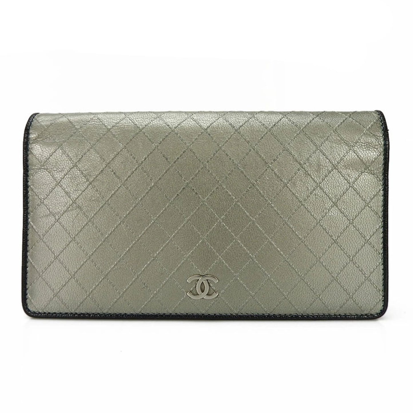 Chanel Logo CC Silver Leather Wallet Accessories