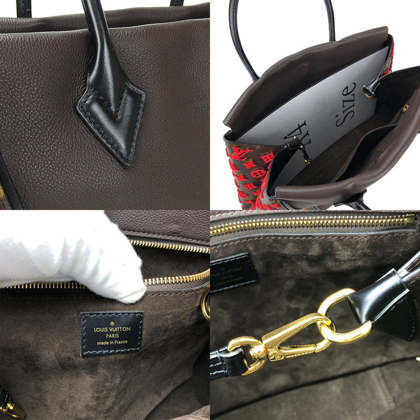 Louis Vuitton Tote W Brown Leather Tote Bag