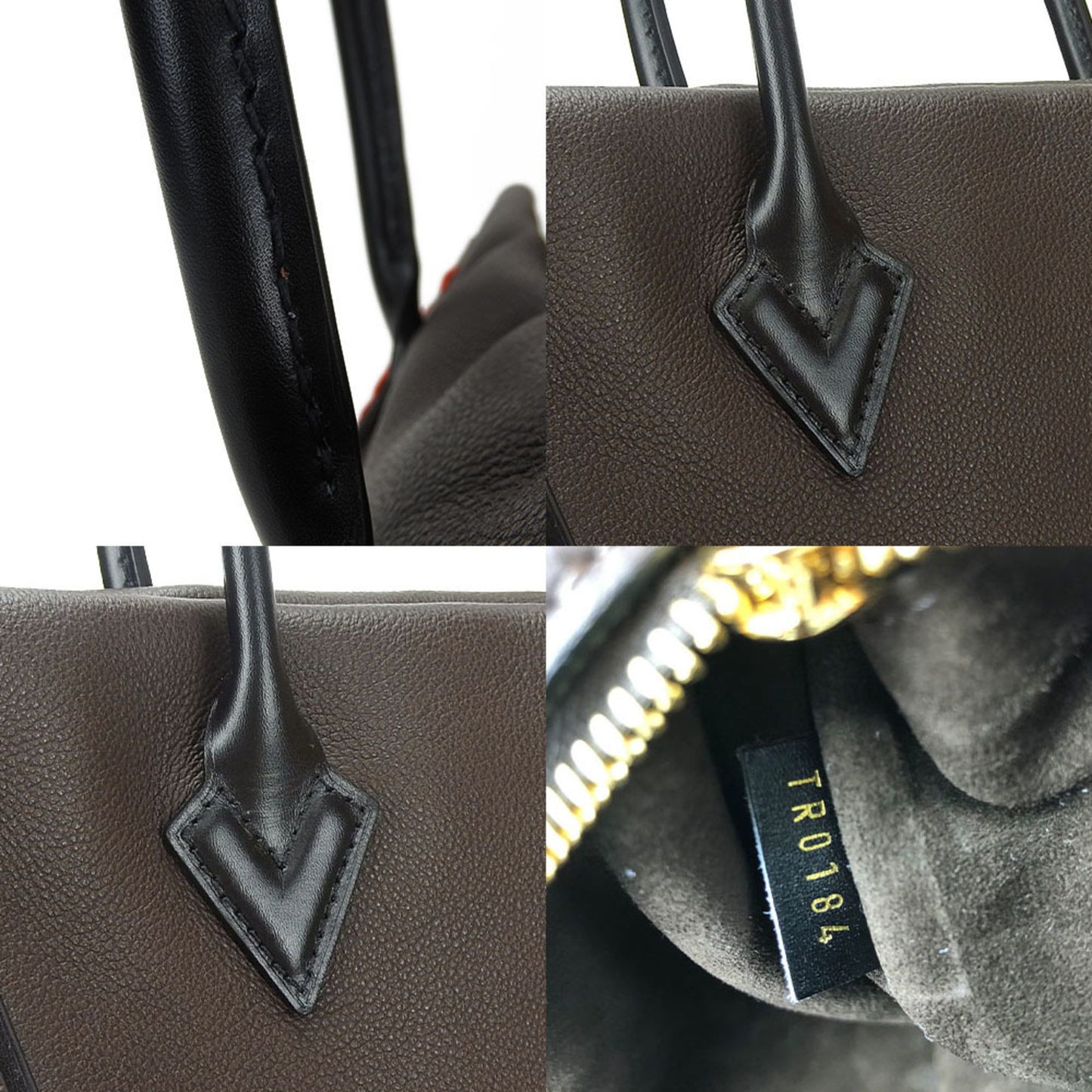 Louis Vuitton Tote W Brown Leather Tote Bag