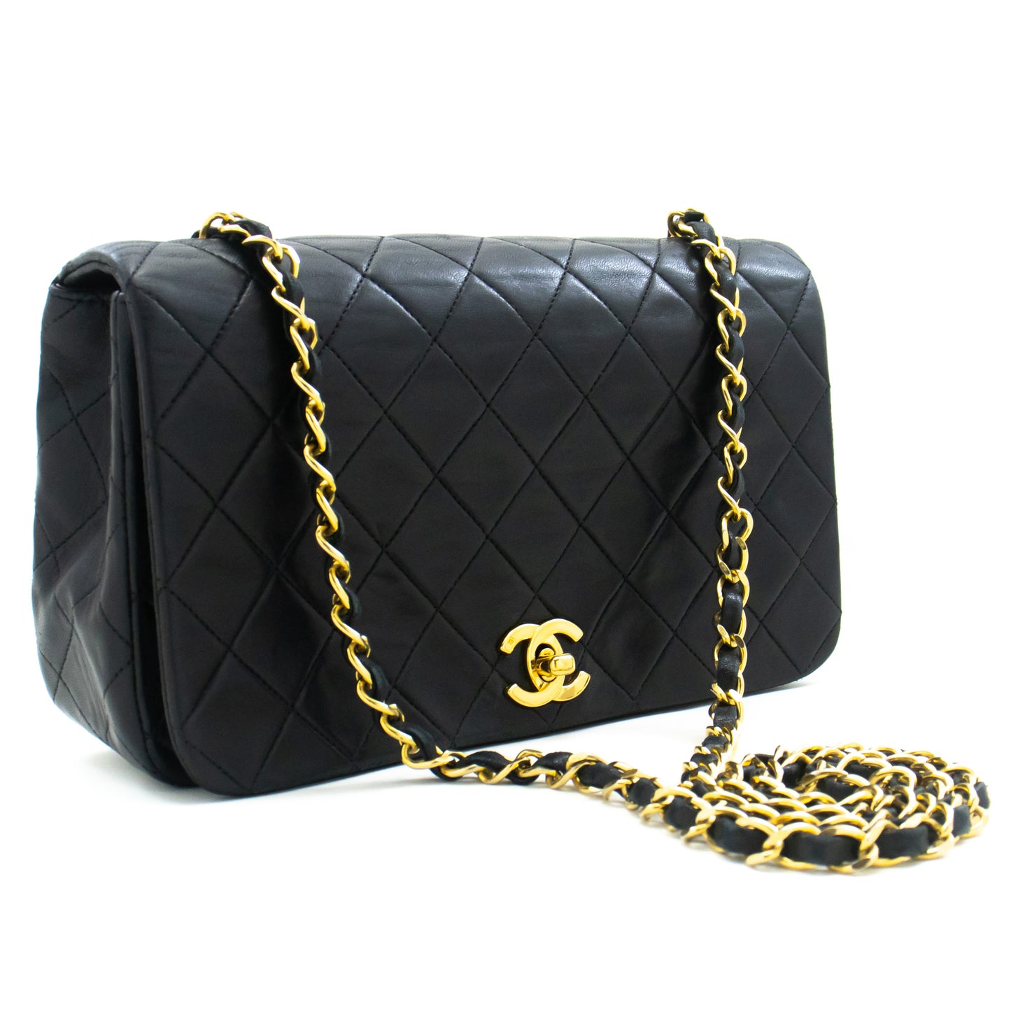 Chanel Full Flap Black Leather Shoulder Bag