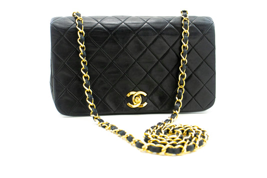 Chanel Full Flap Black Leather Shoulder Bag