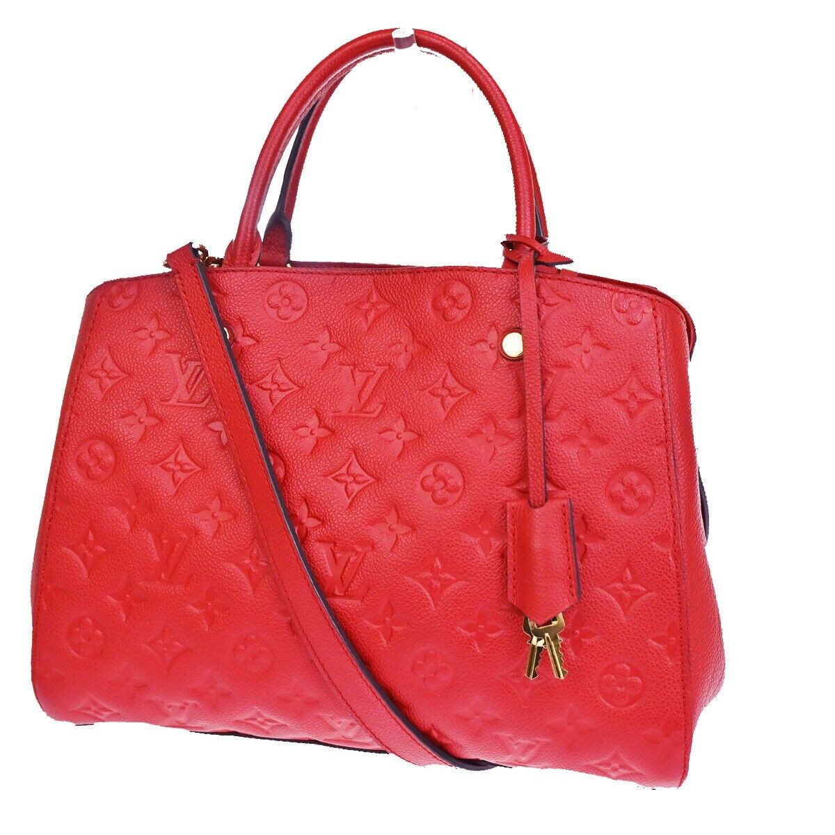 Louis Vuitton Montaigne Red Leather Hand Bag