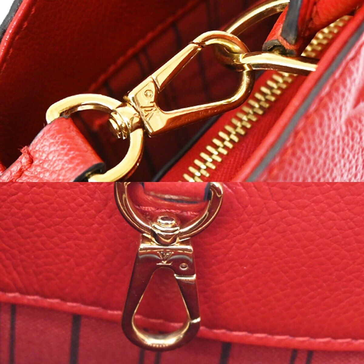 Louis Vuitton Montaigne Red Leather Hand Bag