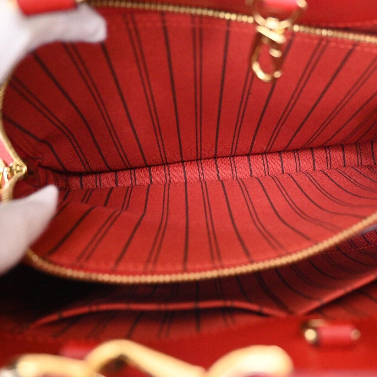 Louis Vuitton Montaigne Red Leather Hand Bag