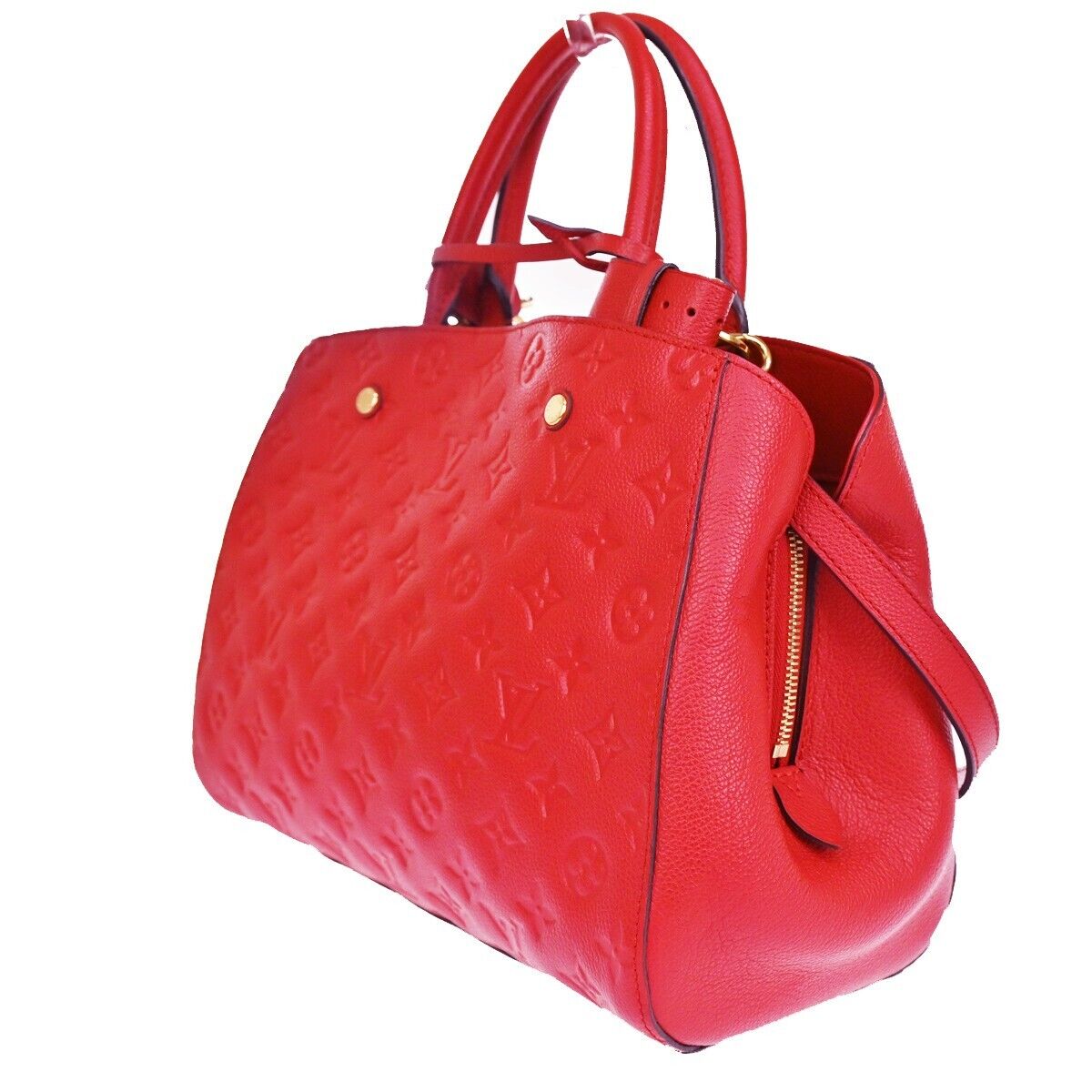 Louis Vuitton Montaigne Red Leather Hand Bag