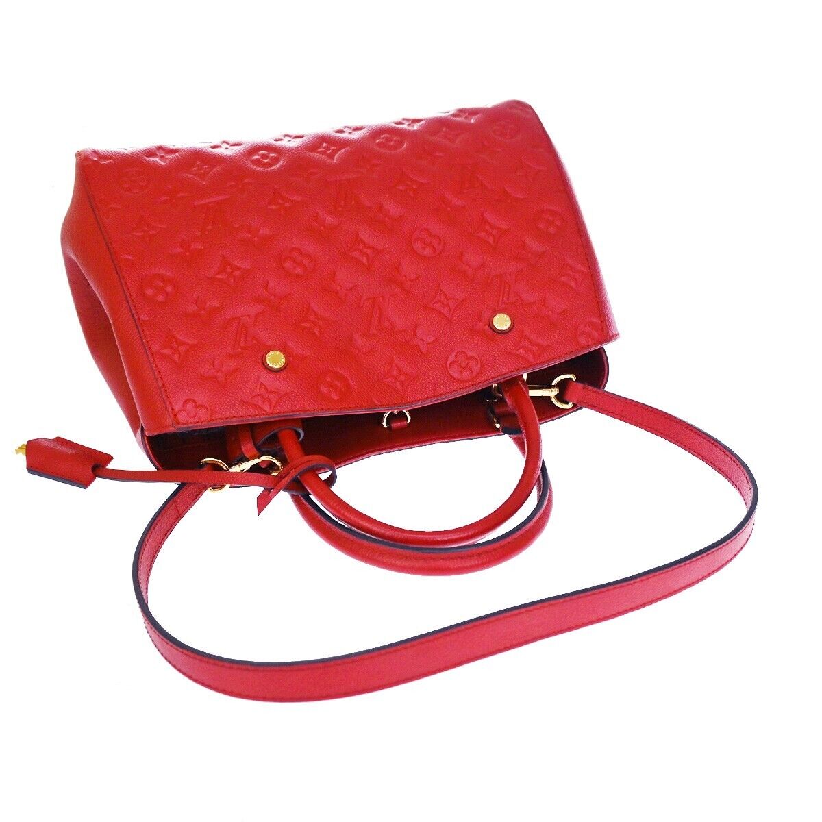 Louis Vuitton Montaigne Red Leather Hand Bag