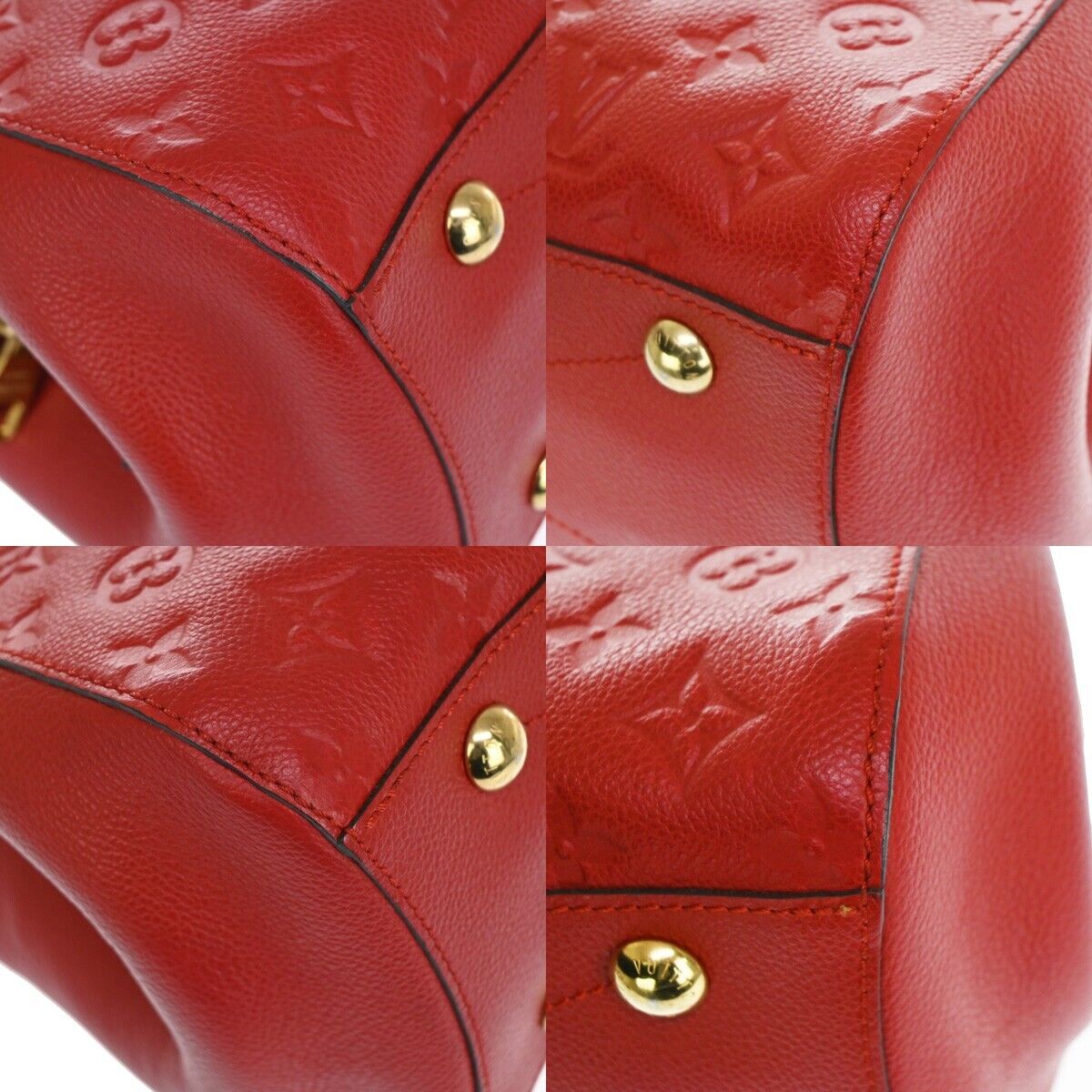 Louis Vuitton Montaigne Red Leather Hand Bag