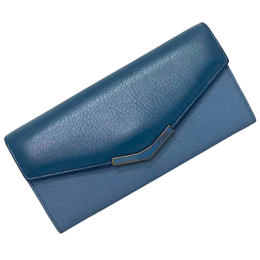 Fendi 2Jours Blue Leather Wallet Accessories