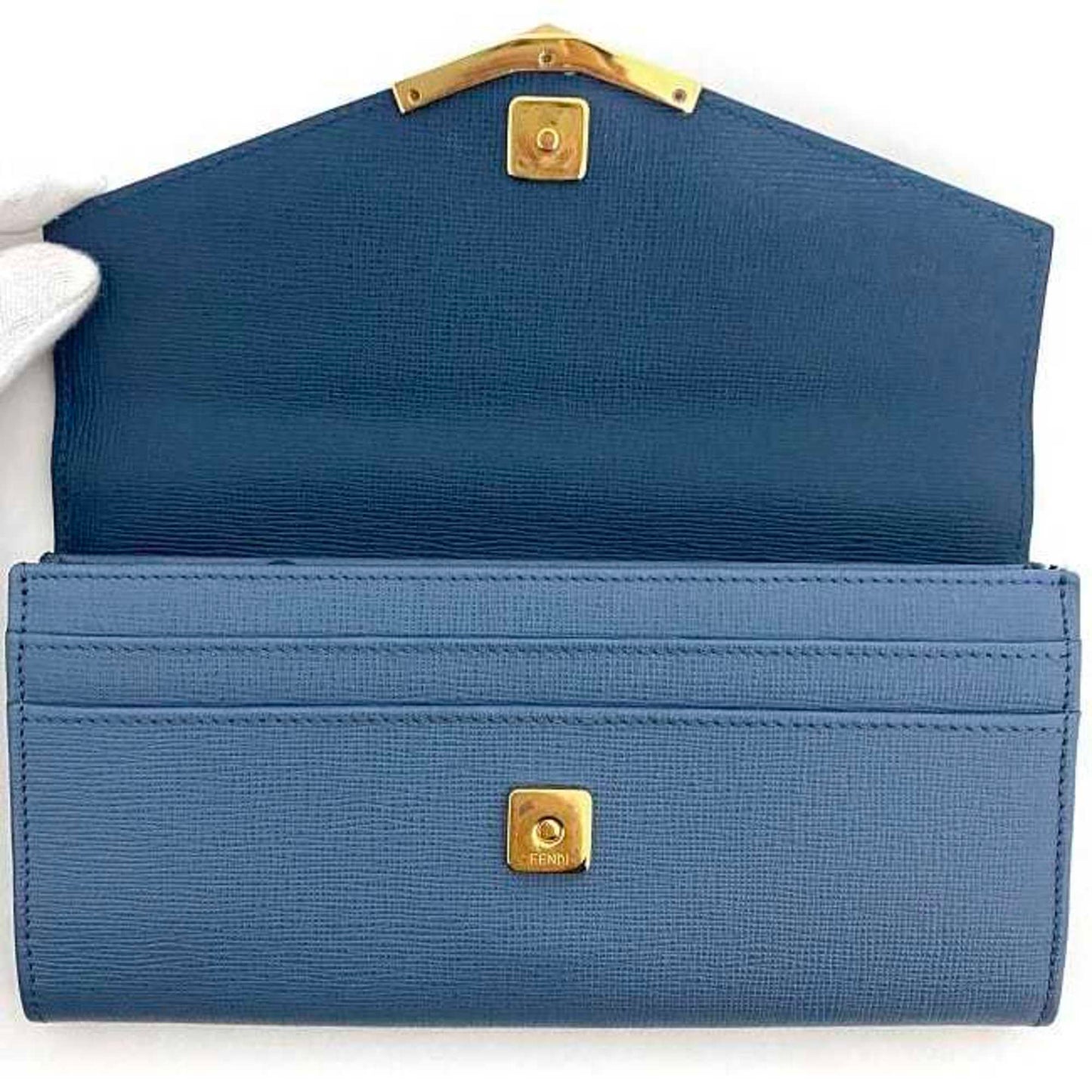 Fendi 2Jours Blue Leather Wallet Accessories