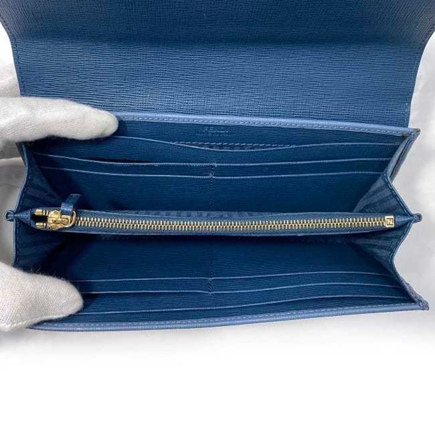 Fendi 2Jours Blue Leather Wallet Accessories