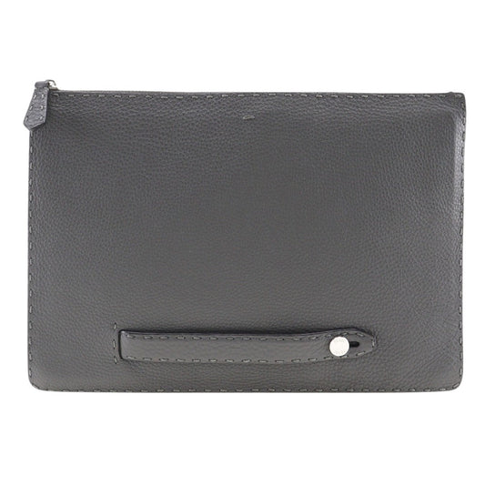 Fendi Selleria Grey Leather Clutch Bag