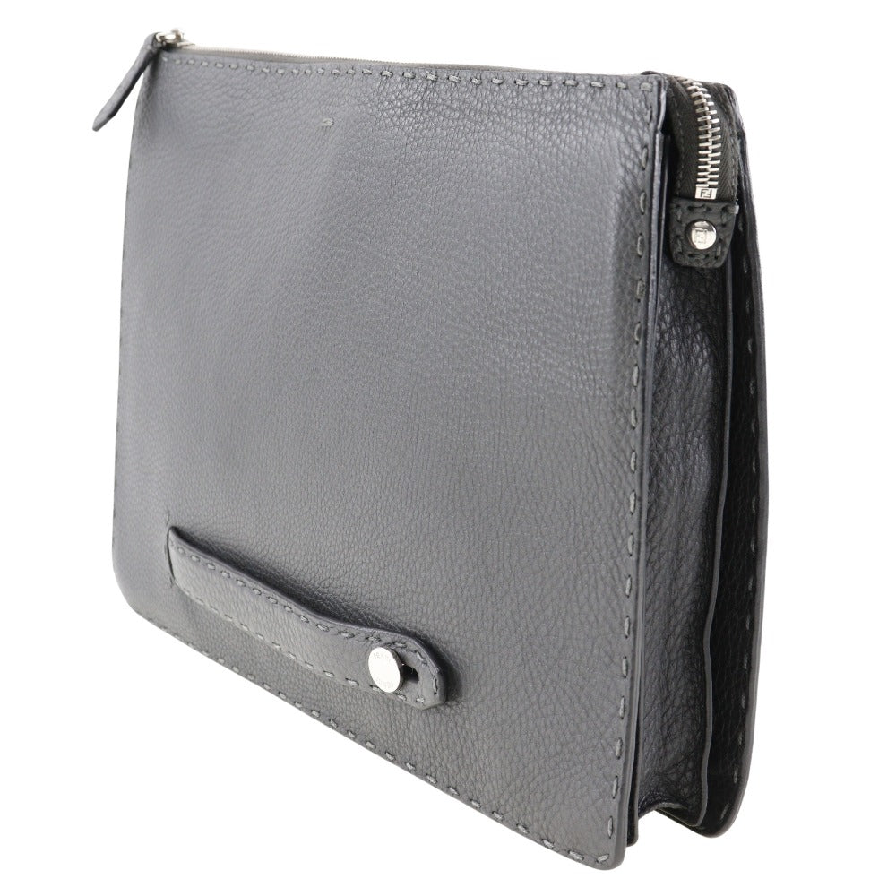 Fendi Selleria Grey Leather Clutch Bag