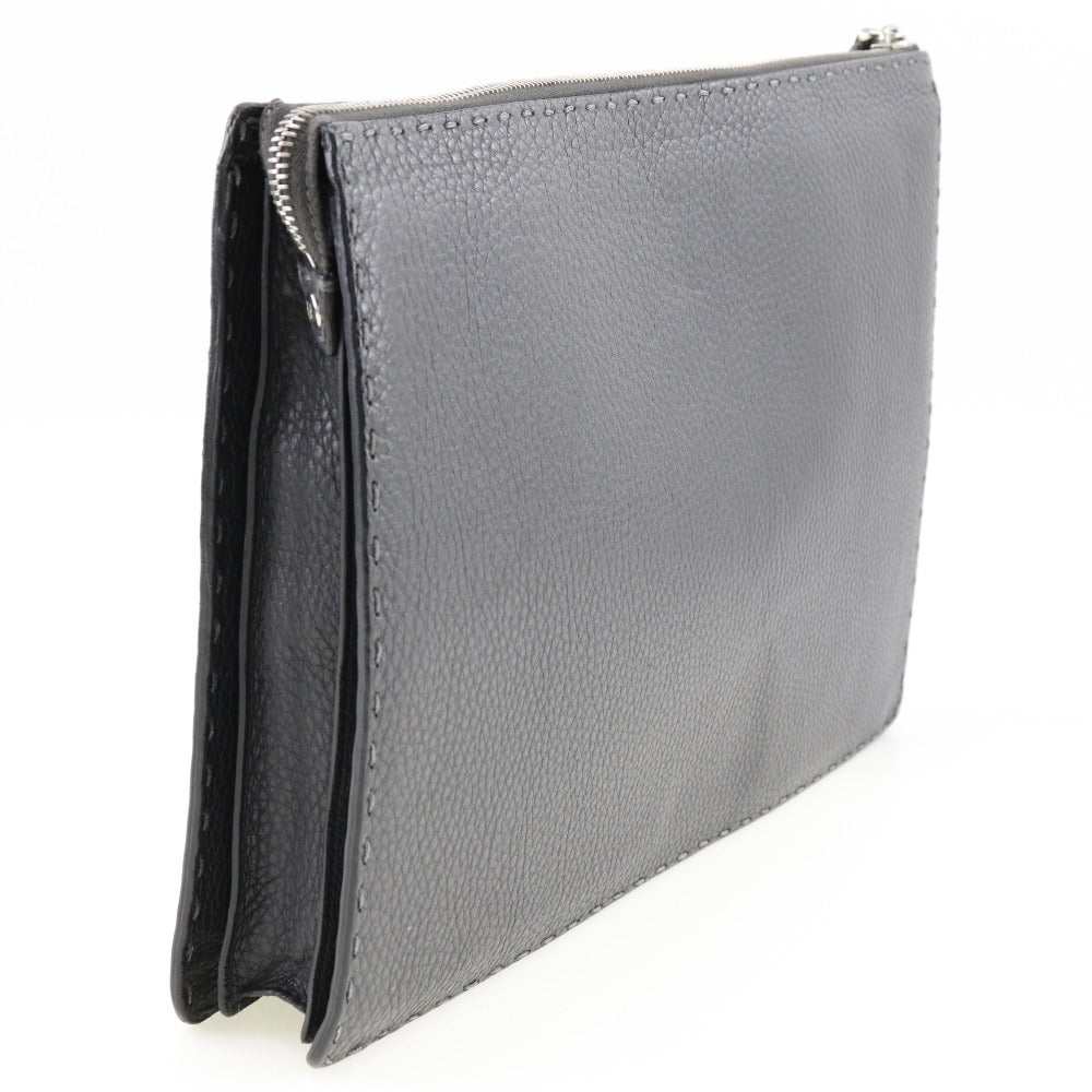 Fendi Selleria Grey Leather Clutch Bag