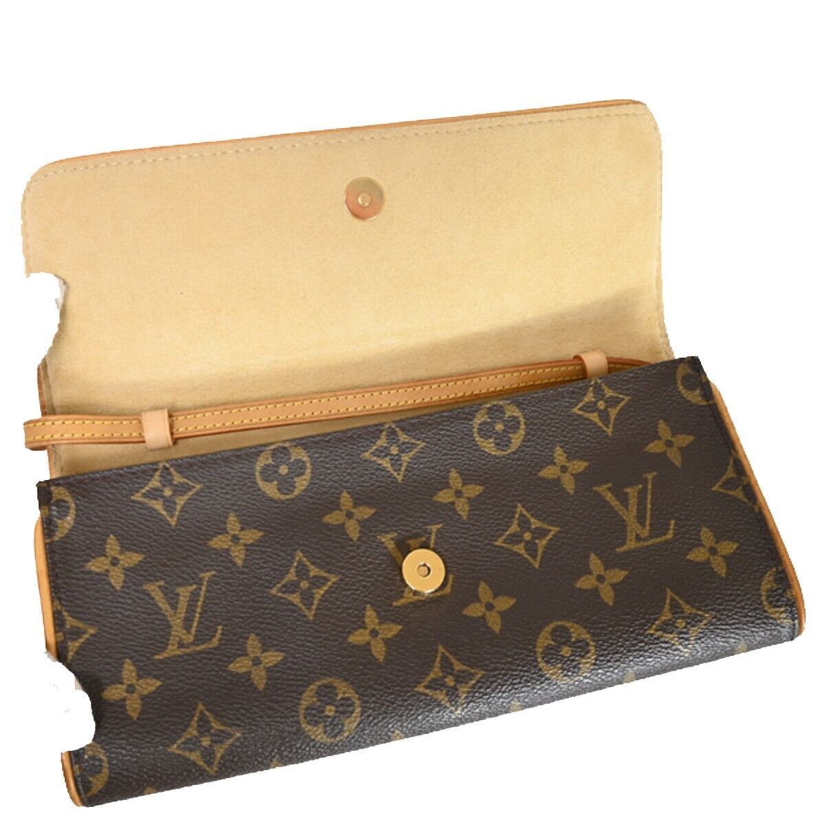 Louis Vuitton Pochette Twin GM Brown Canvas Shoulder Bag