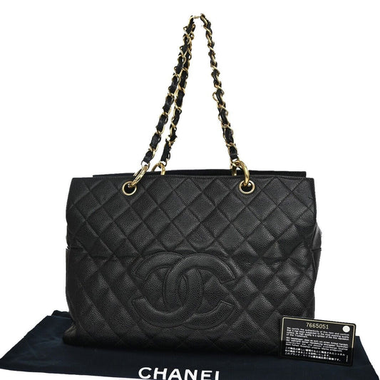 Chanel Shopping Black Leather Shoulder Bag