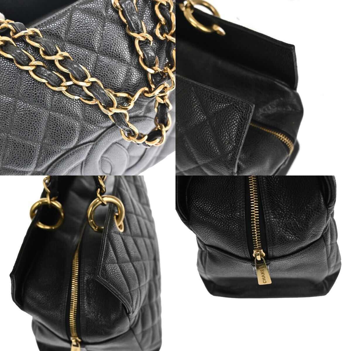 Chanel Shopping Black Leather Shoulder Bag